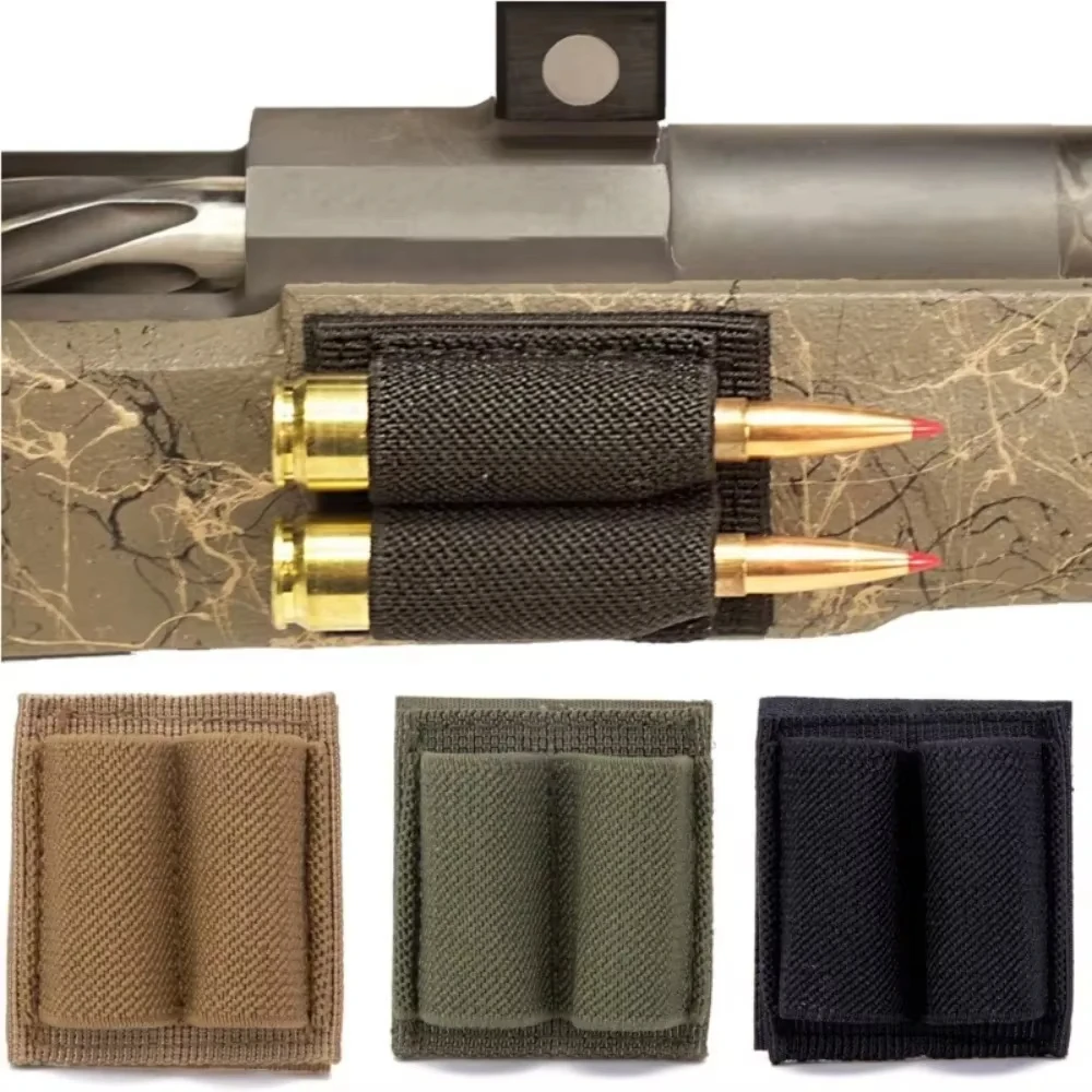 DIZETION Tactical Patch 2-Round Holder Adhesive 2 Hole Cartridges Hook Loop Patch Hunting Rifles M4 Shotgun Bullet Pouch