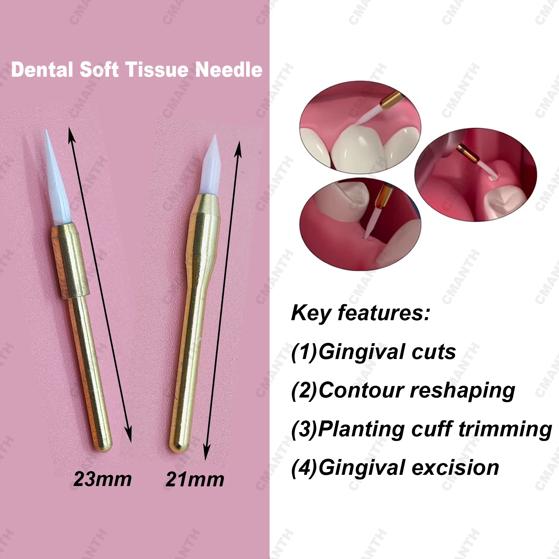 Recortador Dental de tejido blando, fresa de 21/23mm para implante, cerámica quirúrgica, tejido blando, materiales de corte de gingiva para dentista