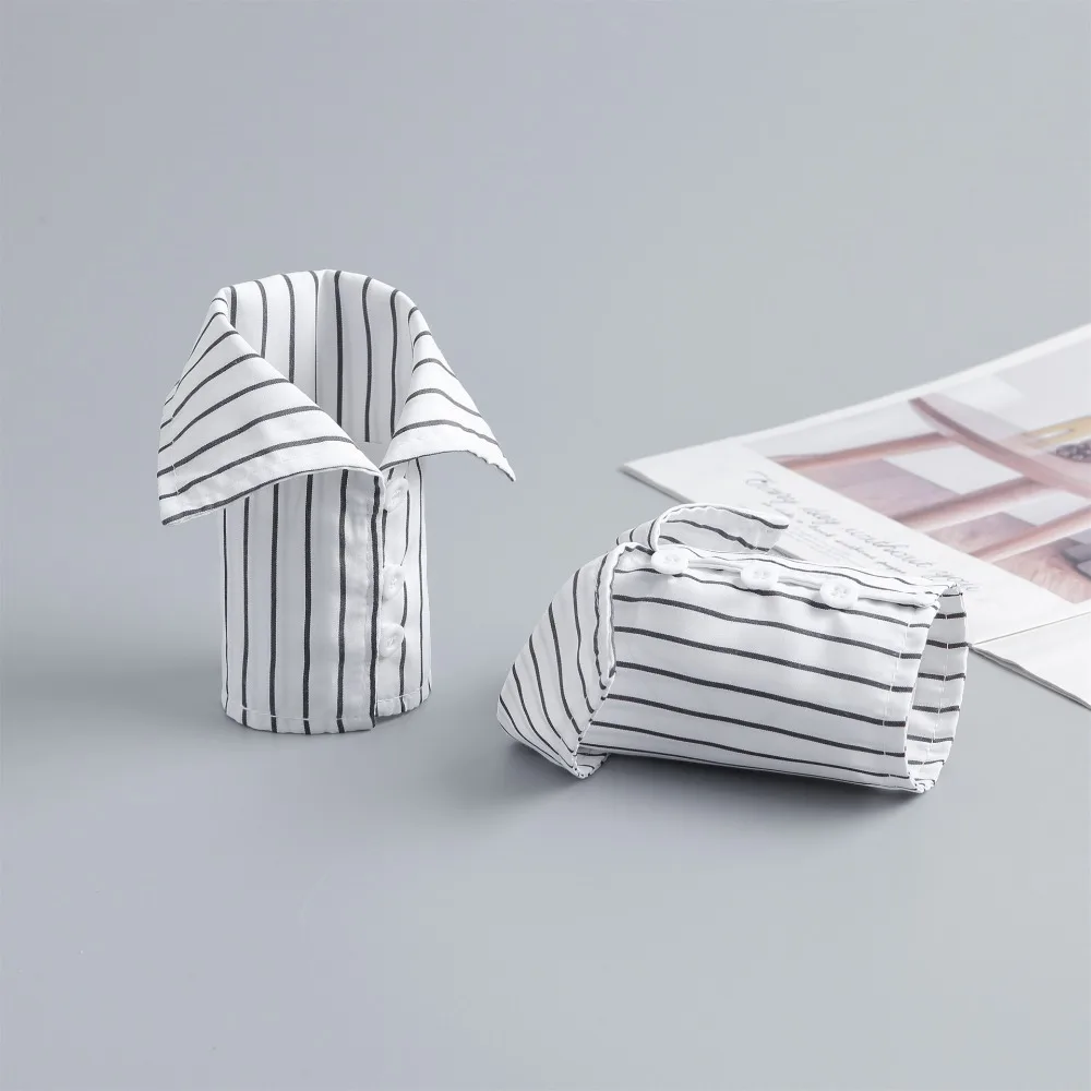 Detachable Stripe Shirt Fake Collar Comfortable Decorative Fake Hand Sleeves Commute Easy To Wear False Wrist Cuffs Office