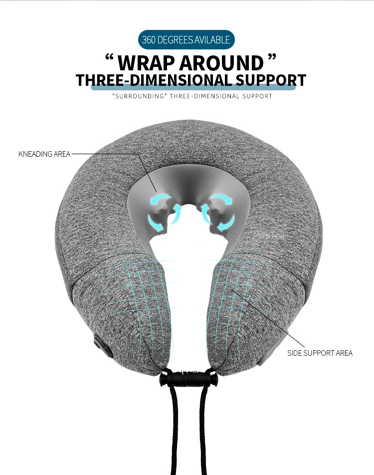 U Shaped Foam Pillow, Travel Business Portable, Wireless Neck Massager, Office Nap Pillow, 2 in 1 Comfort Support