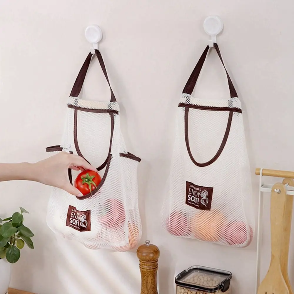 1Pcs Cosmetics Double-layer Vegetables Fruit Hanging Mesh Bag Storage Bag For Ginger Garlic Potatoes Onions Kitchen Accessories