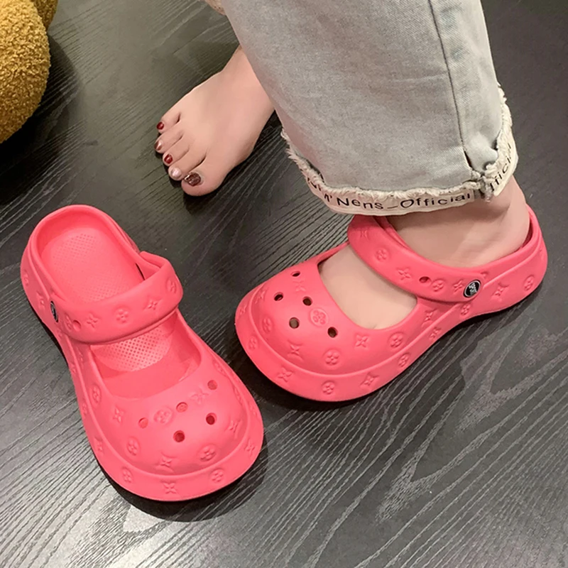 Summer Women Slippers Platform Clogs Garden Shoes Outdoor Beach Sandals Female Casual Indoor Home Bathroom Slides Chunky Mules