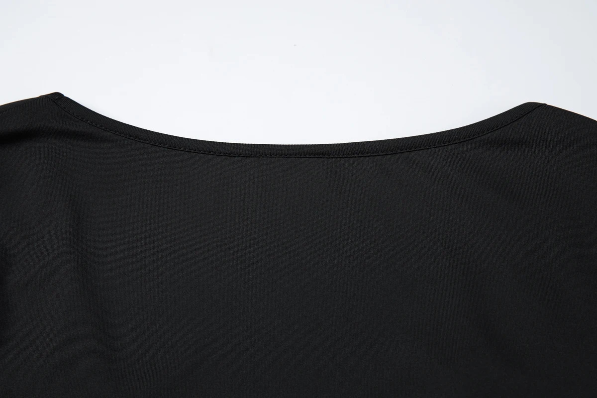 Hugcitar Fashion 2-teiliges Set, V-Ausschnitt, schwarzes, langärmliges, gerafftes, sexy Crop-T-Shirt, Top, Midi-Rock, unregelmäßige Outfits für Party und Festival – Detail 12