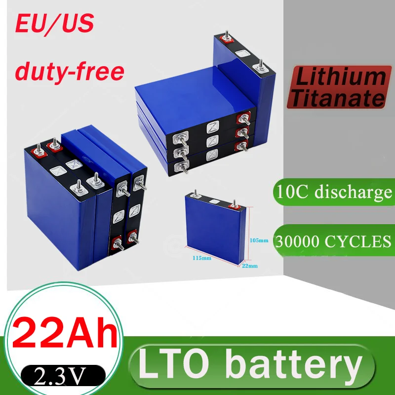 New 2.3V 20Ah 2.3V 22Ah Lithium Titanate Battery LTO 10C Discharge 30000 Cycles DIY 12V 24V Low Temperature Resistant Battery