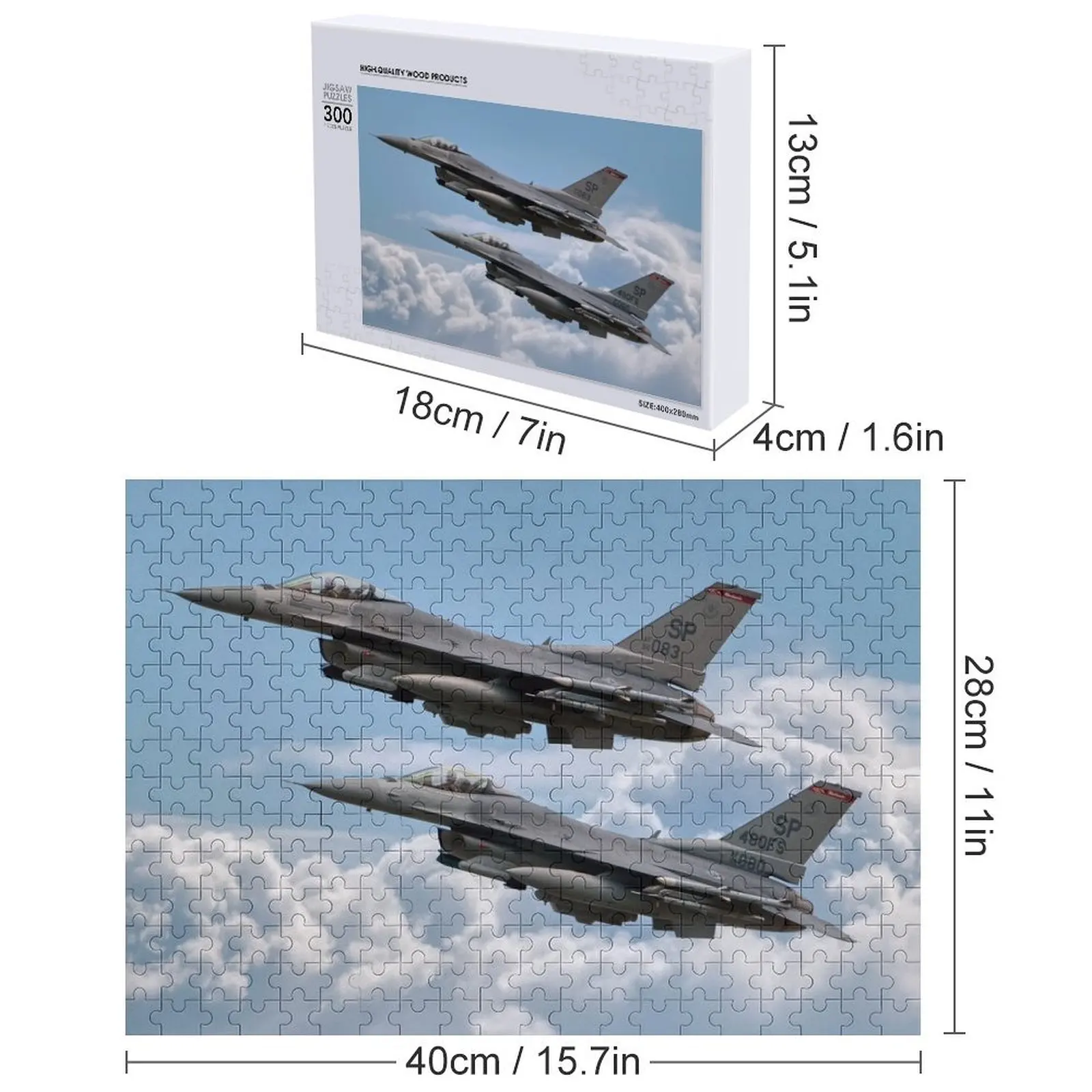 F16 Fighting Falcon Warhawks Puzzle Cadeaux personnalisés Nom en bois personnalisé Jouet personnalisé Puzzle personnalisé