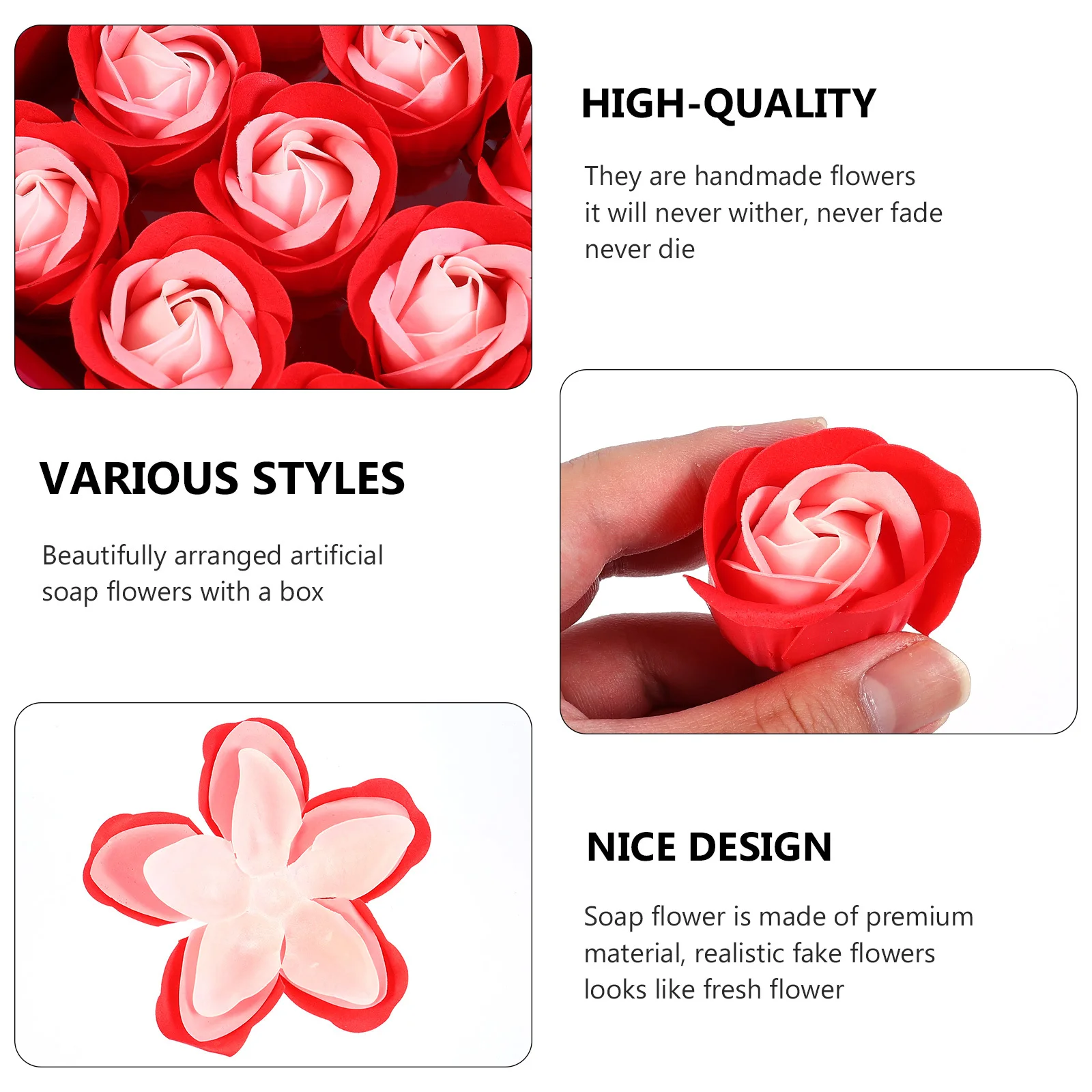 

1 Box Simulated Soap Rose Artificial Flower Gift Set For Festival Romantic Decor Soap Flower Box Decorative Fake Roses