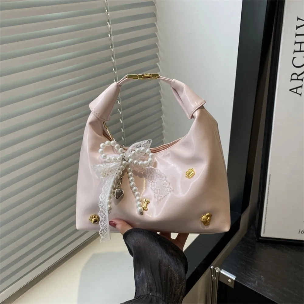 

Модные роскошные сумки на плечо с бантом и жемчугом, темпераментные кожаные сумки через плечо для отдыха, универсальные женские сумки на каждый день