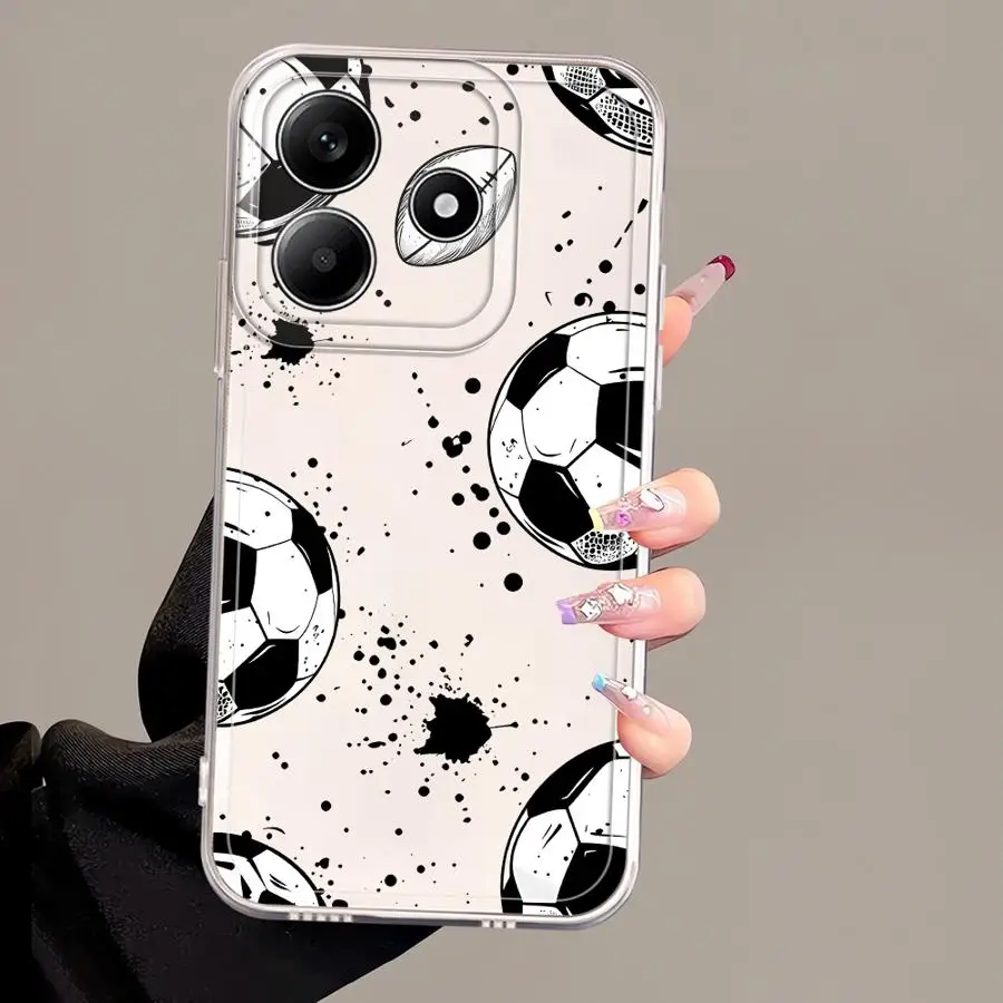 Black White Football Print Case for Xiaomi Redmi Note 14 Pro Plus 11 9 10 A4 12S Note 13 11S 13C 14C 10S 12 Soft Phone Cover view 6