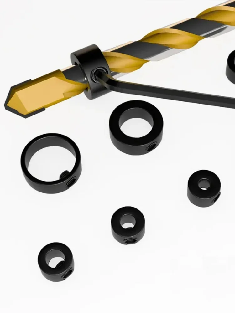 Anel de parada de profundidade de broca, anel de posicionamento de broca helicoidal, anel de parada de profundidade, braçadeira de configuração de profundidade, perfuração de madeira, abertura de furo, broca de três pontos para carpintaria 3-12