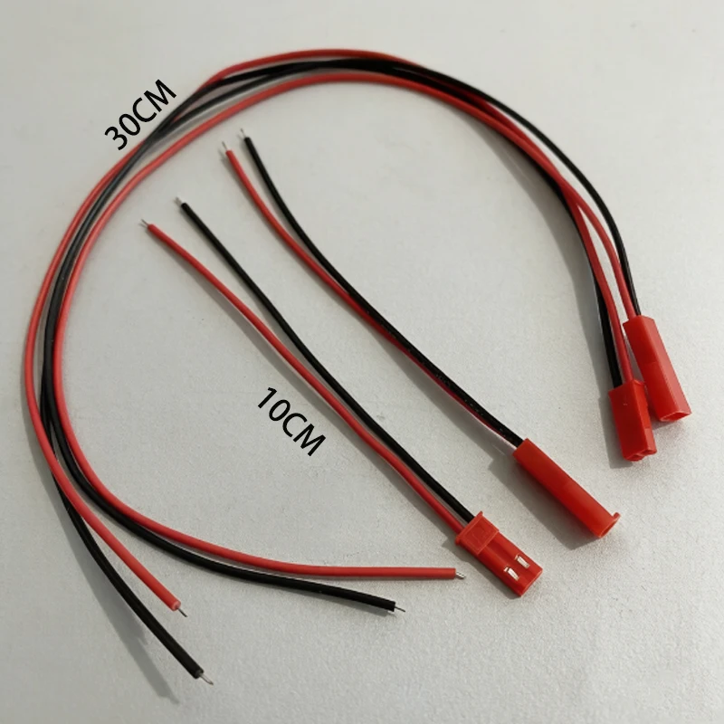 20 Stück männliche und weibliche Steckverbinder, JST-Steckerkabel, DIY 2-poliger Steckverbinder, 2,54 mm Abstand, roter und schwarzer Anschlussdraht, 10 cm/30 cm – Detail 9