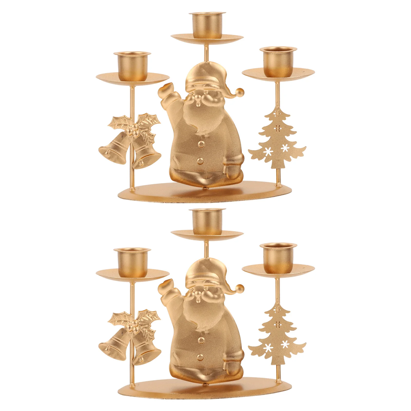

2pcs Retro Christmas Holders Iron Art Xmas Decorative Stands Vintage Wrought Iron Creative Candlestick For