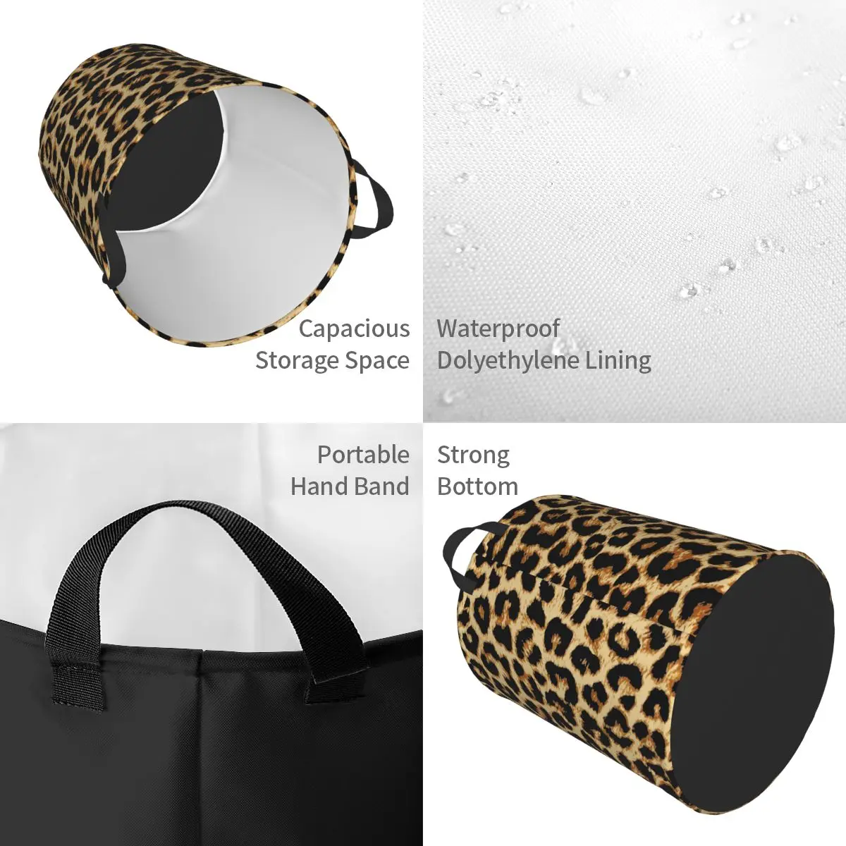 Custom Leopard Fur Skin Texture Laundry Hamper Large Storage Basket Tropical Wild Animal Girls Boys Toy Organizer