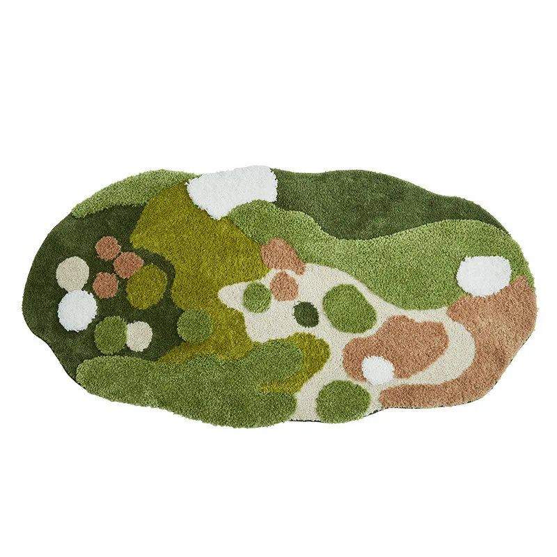 Household Moss Imitation Cashmere Coffee Table Rug Shaped Thicken Bedroom Bedside Mat Non-slip Absorbent Living Room Carpet