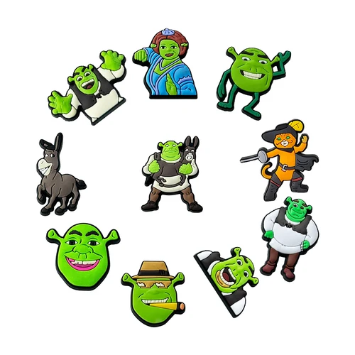 Imagen 2 del producto ""4-100 Uds. De dijes para zapatos de la película Disney Monster Shrek, accesorios DIY de PVC para pulseras, llaveros, recuerdos de fiesta, regalos para niños""