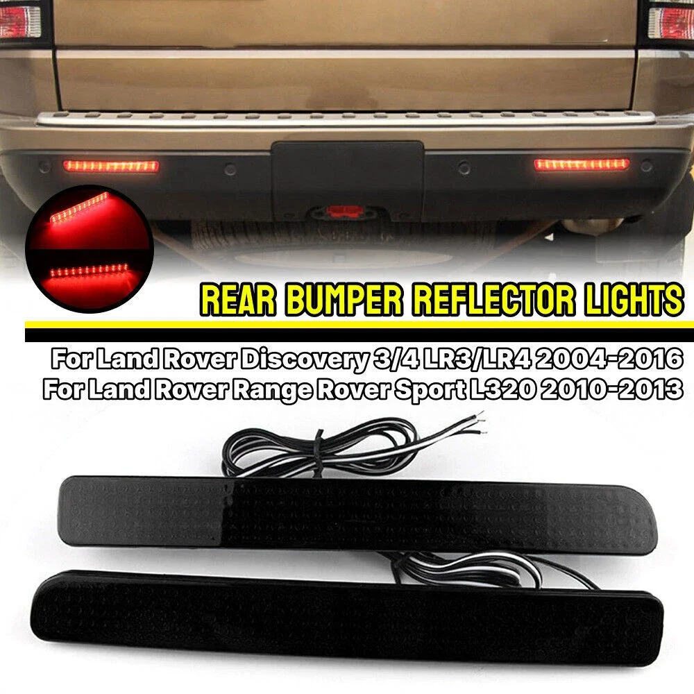 2PCS Black Lens LED Rear Bumper Reflector Light w/ Brake Light/Parking Light For Land Rover Discovery 3/4 LR3/LR4 2004-2016