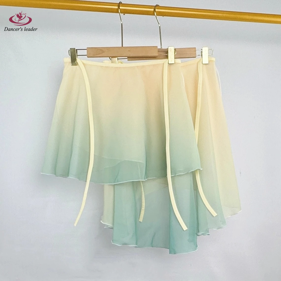 تنورة باليه قصيرة، تنورة رقص نسائية متدرجة باللون الأصفر والأخضر، تنورة ممارسة الجمباز، زي باليه للبالغين، تنورة غنائية #3