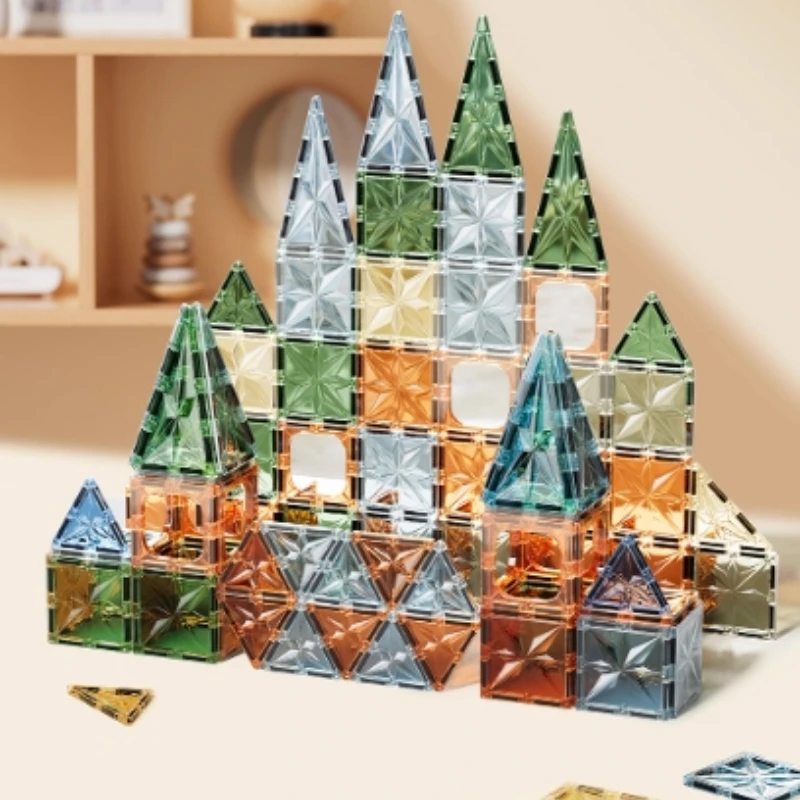 Magnetic Building Tiles Nature-Themed Puzzle Blocks 3D Magnetic Toys for Kids Strong ABS Core Double-Layer Reinforced Safe