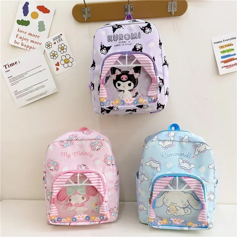 Kawaii Y2K Sanrio zaino Kuromi Cinnamoroll zainetto borsa da scuola per alunni ad alta capacità My Melody borsa da viaggio regalo di compleanno per bambini