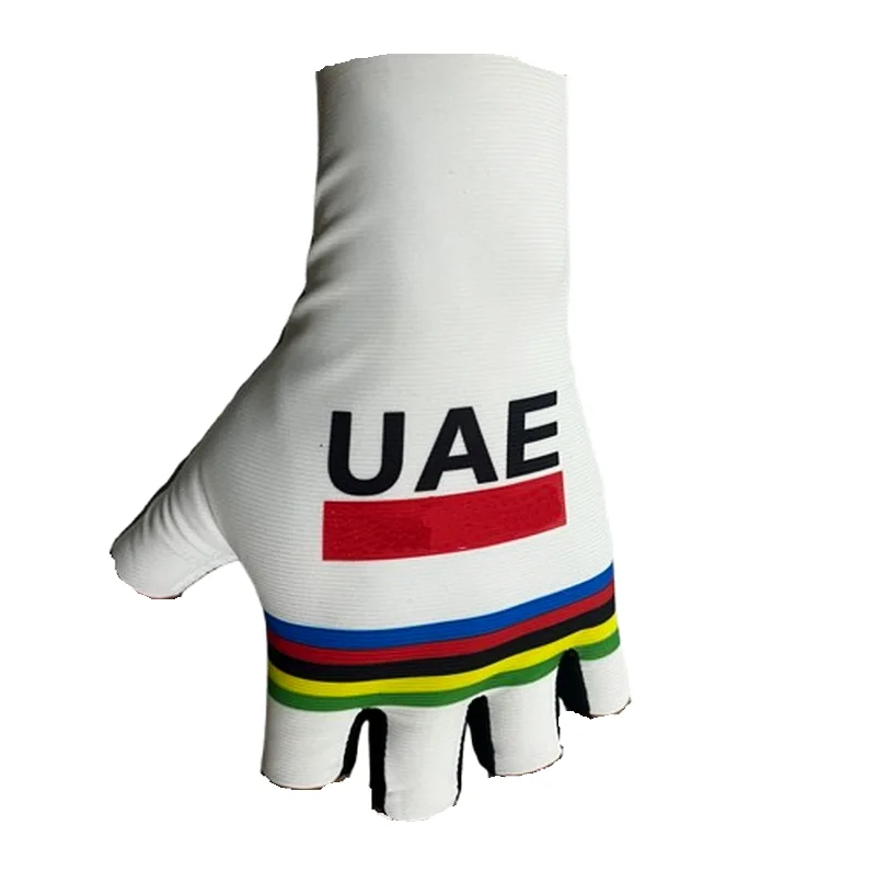 2024 UAE TEAM World Champion One Pair Half Finger Cycling Jersey Gloves MTB Road Mountain Bike Bicycle Gel Gloves