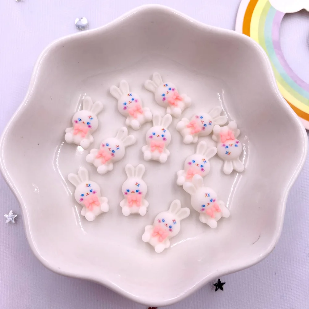 50Pcs Resin Colorful Mini Rabbit Flatback Stone Scrapbook Wedding Applique Decor Craft DIY Nail Art Jewelry Supplies Accessories