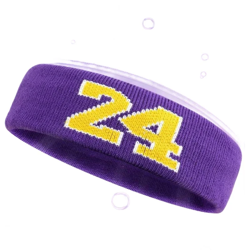 Cotton Athletic Headband Number 24 Elastic Sweatband Protection Basketball Tennis Sport Adult Kids Gym Fitness Sweat Hair Band