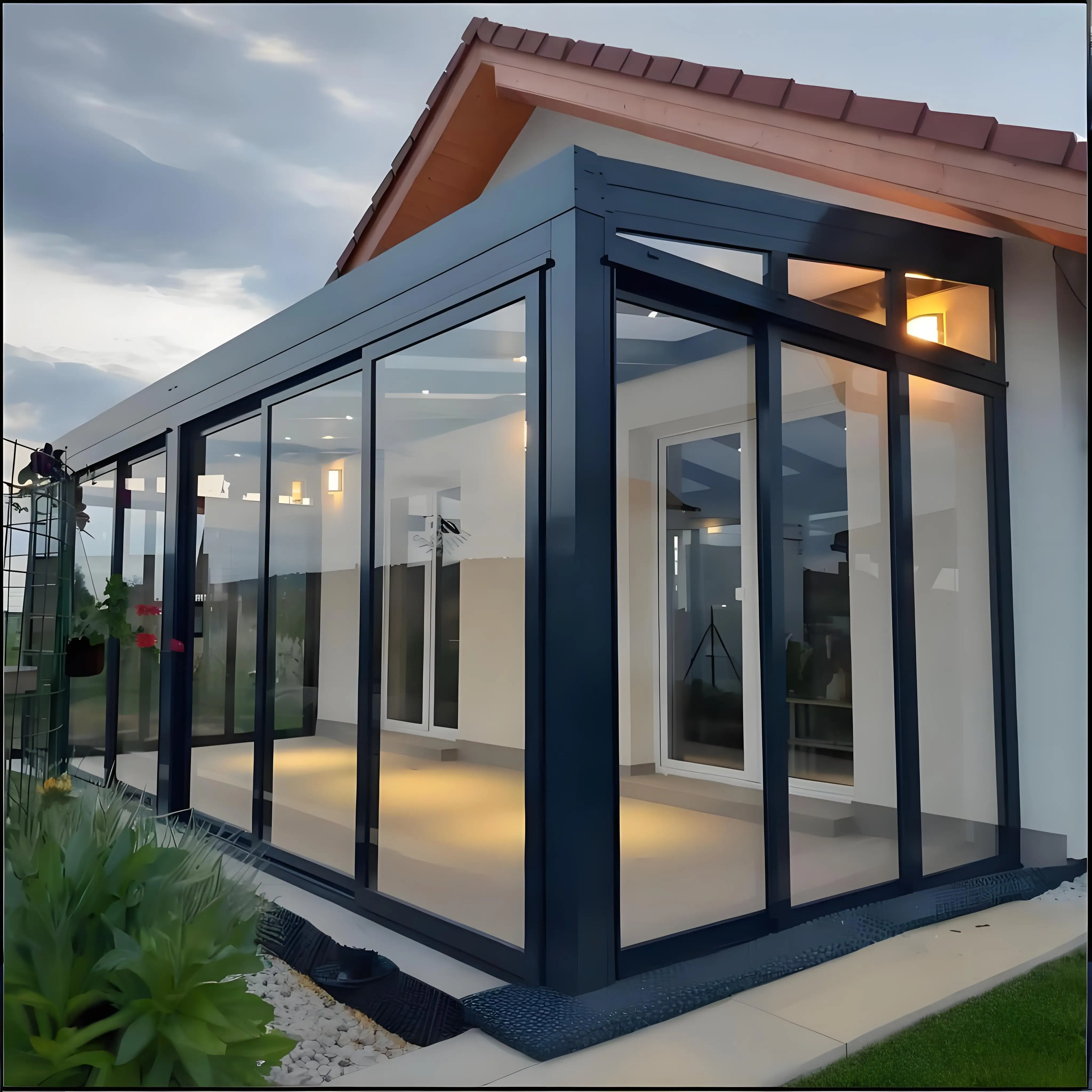 Patio Sunroom Front Entry Sliding Door Sunshine House Garden Balcony Room Double Glazed Custom Aluminum Alloy Profile Home Decor