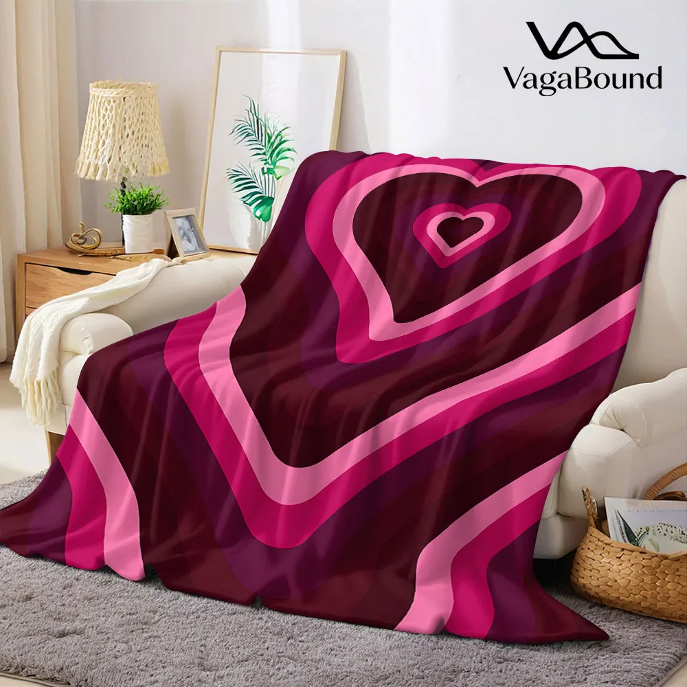 pink retro heart tunnel Flannel Blanket Warm Soft Halloween Christmas Decorative Couch Warm Cozy All-Season Gift
