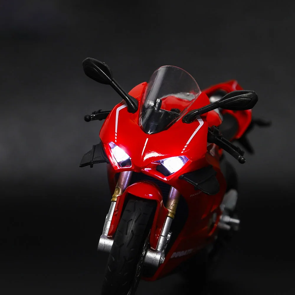 1/12 Sacle V4S Panigale Motorcycle Toy Car Model Metal Vehicle Body Alloy Diecast Sound Light Birthday Christmas Gift Children