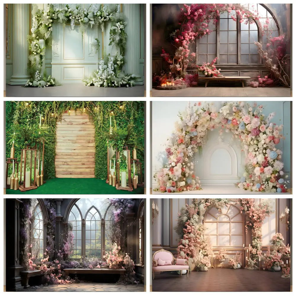 

White Rose Floral Theme Photography Backdrops Bridal Shower Wedding Flowers Photo Background Baby Girl Birthday Party Decor