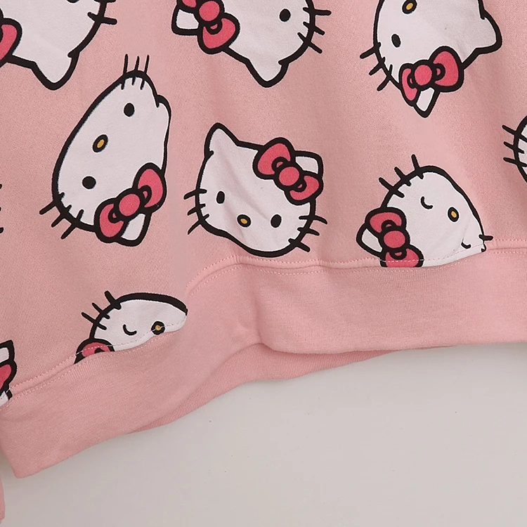 Cute Pink Cartoon Print Hello Kitty Hoodie Women\'s Loose Anime Hoodie Anime Hoodie hoodies women  winter clothes women