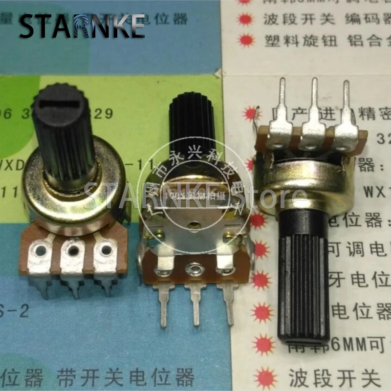

5PCS 121 Type Single Vertical B100K B104 Single Row 3 Pin Flower Shaft Length 15MM Audio Amplifier Volume Potentiometer 100K Ohm