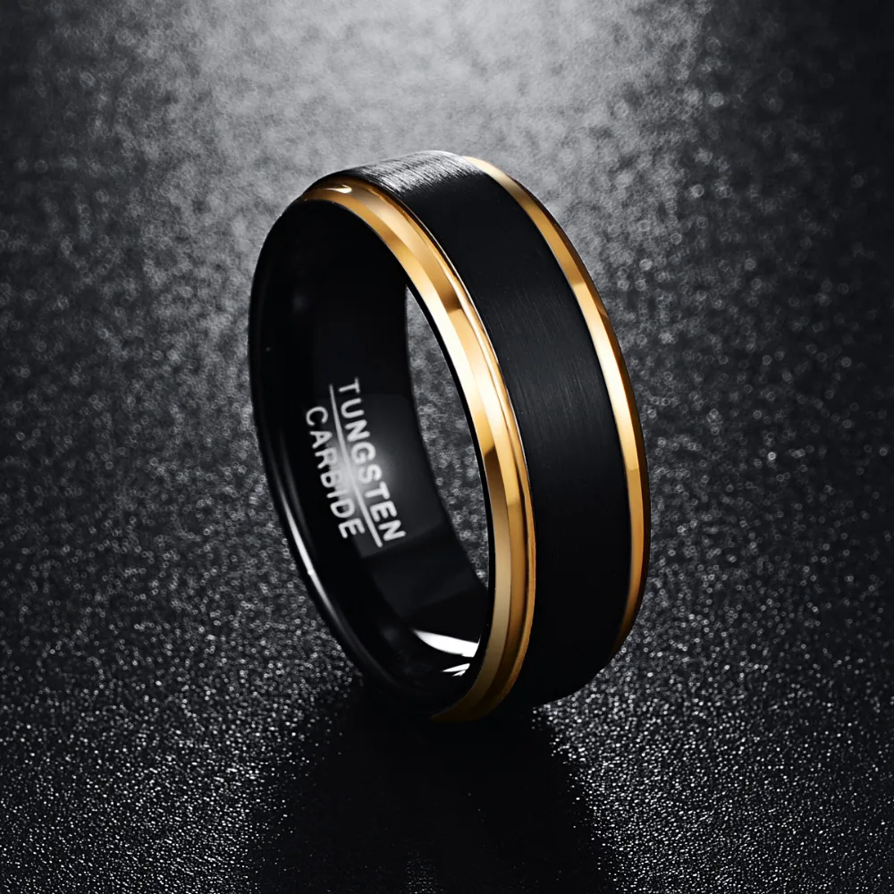 8mm 100% Pure Tungsten Carbide Men Ring Men\'s Wedding Band Ring Bridal Jewelry