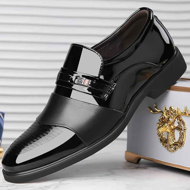 

Patent PU Shoes, Anti-skid Lace-up Front Fashion Shoes For Business Office, Spring And Autumn