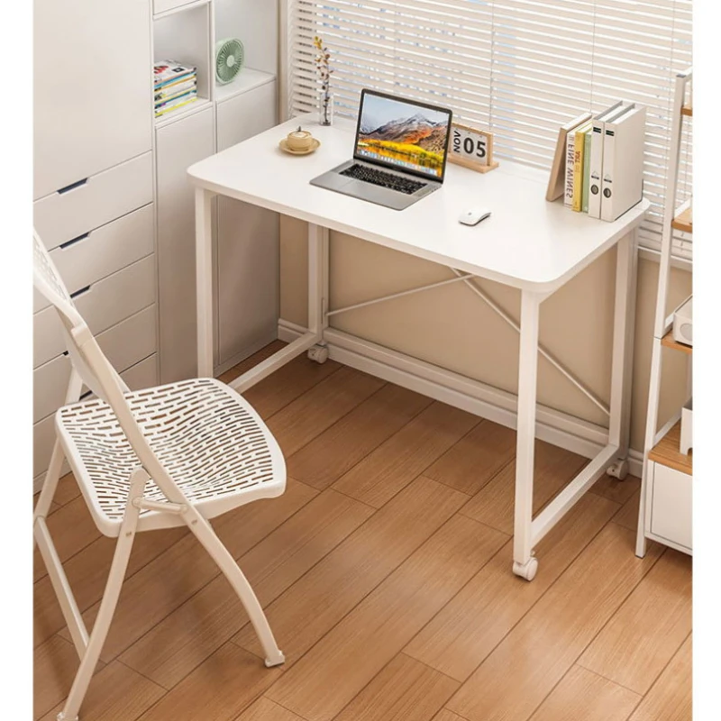 Foldable pulley table Space-saving household simple dining table Study table Computer table with bookshelf table