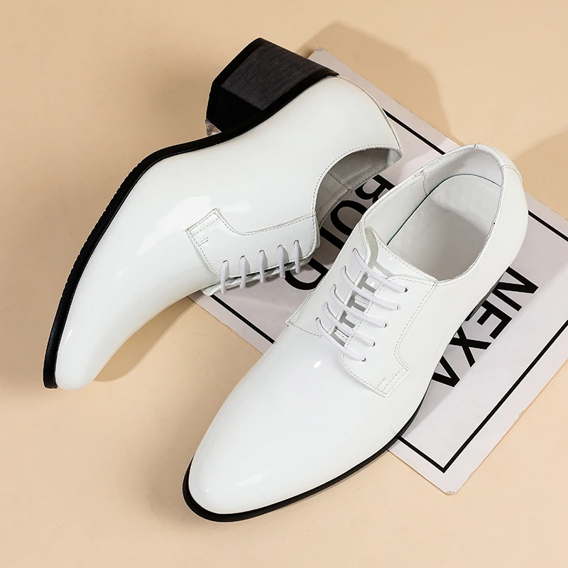 Men 5.5cm Height Increasing Oxford Leather Shoes Formal Business Wedding Party Dress Elevated Heel Office Party Gentleman Shoes