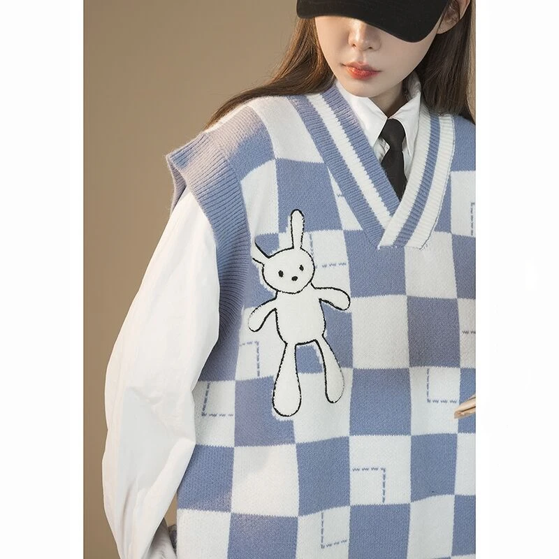 

Свободный вязаный свитер, жилет, женский v-образный вырез, осенне-зимняя верхняя одежда, полиэфирная ткань, молодежный дизайн Chboard