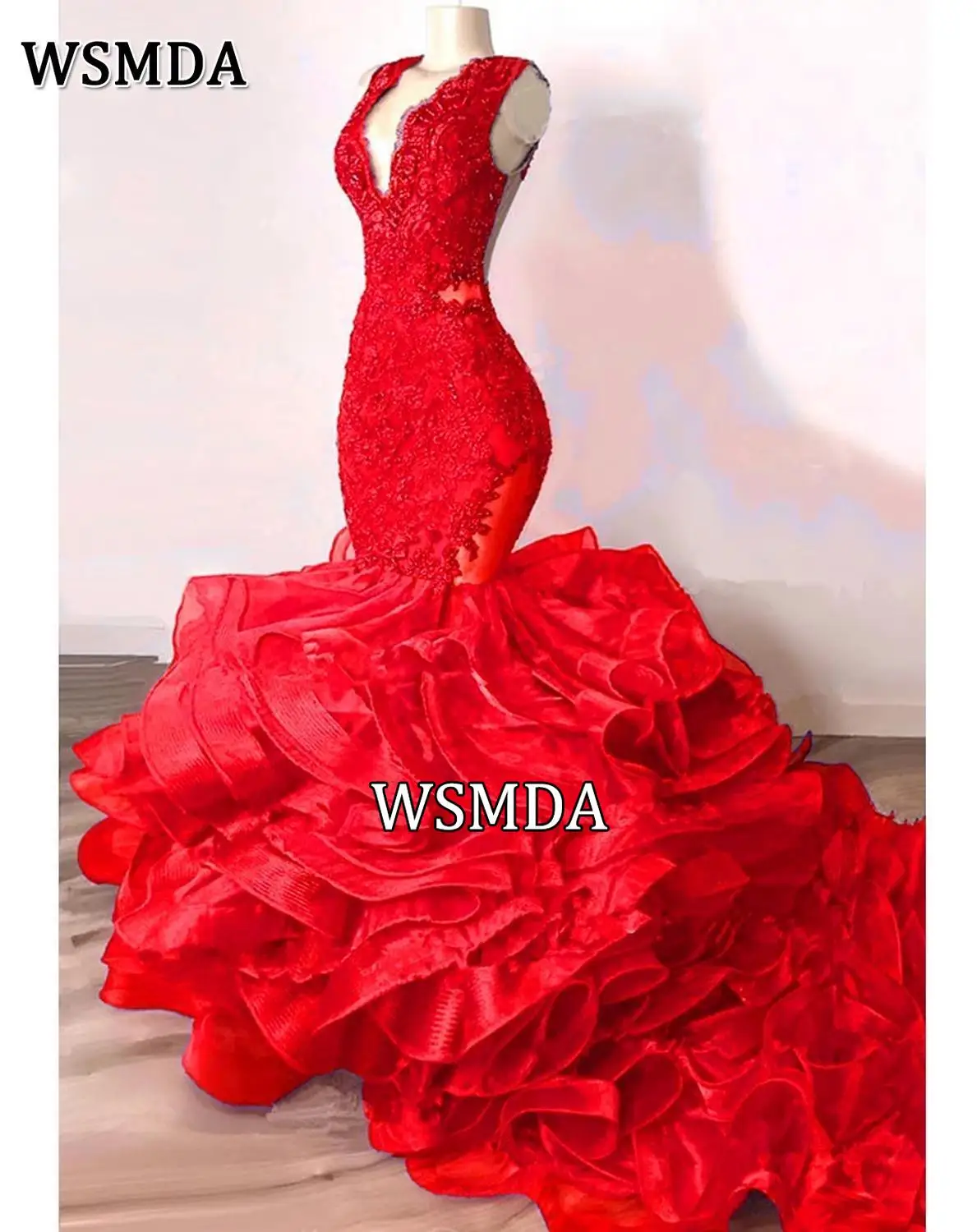 Luksusowe, królewsko niebieskie, koronkowe suknie wieczorowe typu syrena, zdobione koralikami, z bufiastym dołem, falbanami, długie suknie balowe, seksowne sukienki na imprezę, vestido formatura.