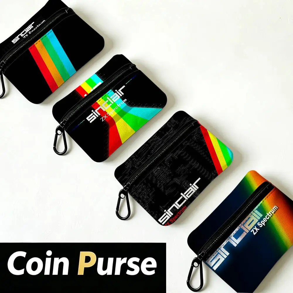 Retro Sinclair Zx Spectrum Lightweight Oxford Fabric Coin Purse Carabiner Hook Design Mini Card Key Organizer Bag