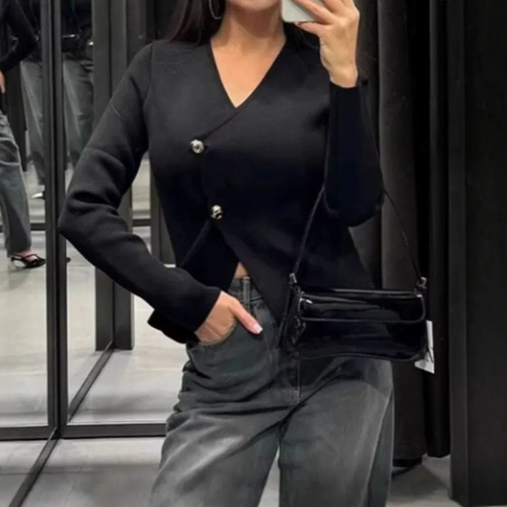 

UNIKTEE Women's V-Neck Cardigan Long Sleeve Chic Decent Single Breasted Autumn Office Lady Style Casual Outerwear