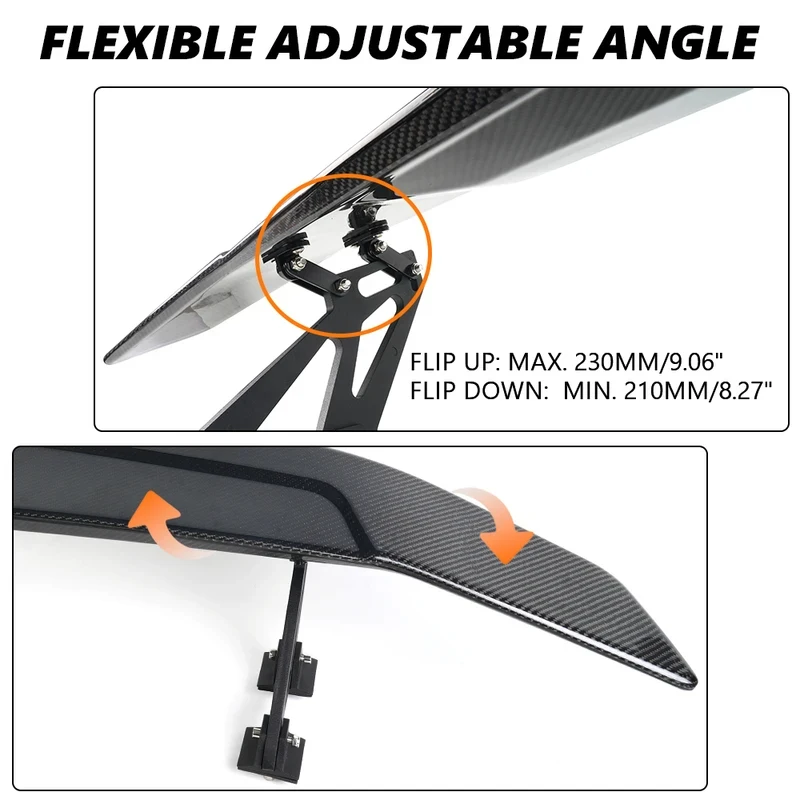 

High Quality 53 Inch Adjustable Real Carbon Fiber Racing Tail Wing Universal Rear Trunk Spoiler Modification Kit