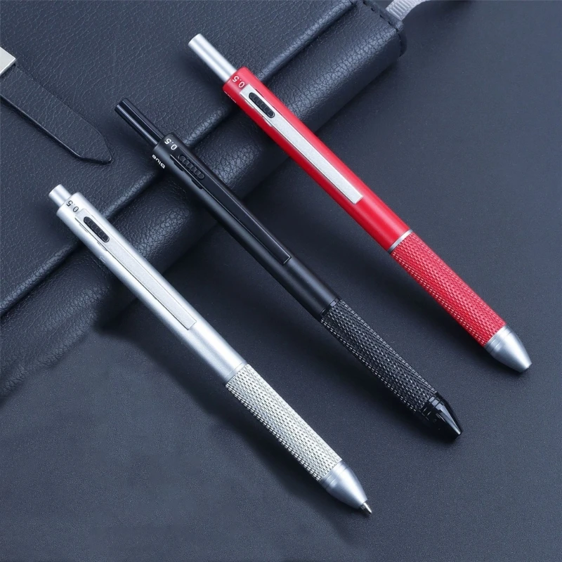 M17F Retractable Multicolored Ballpoint Pen Metal Ballpoint Pen 1.0mm Tip, Smooth to Write, 4-Colors-in-1 Ballpoint Pen