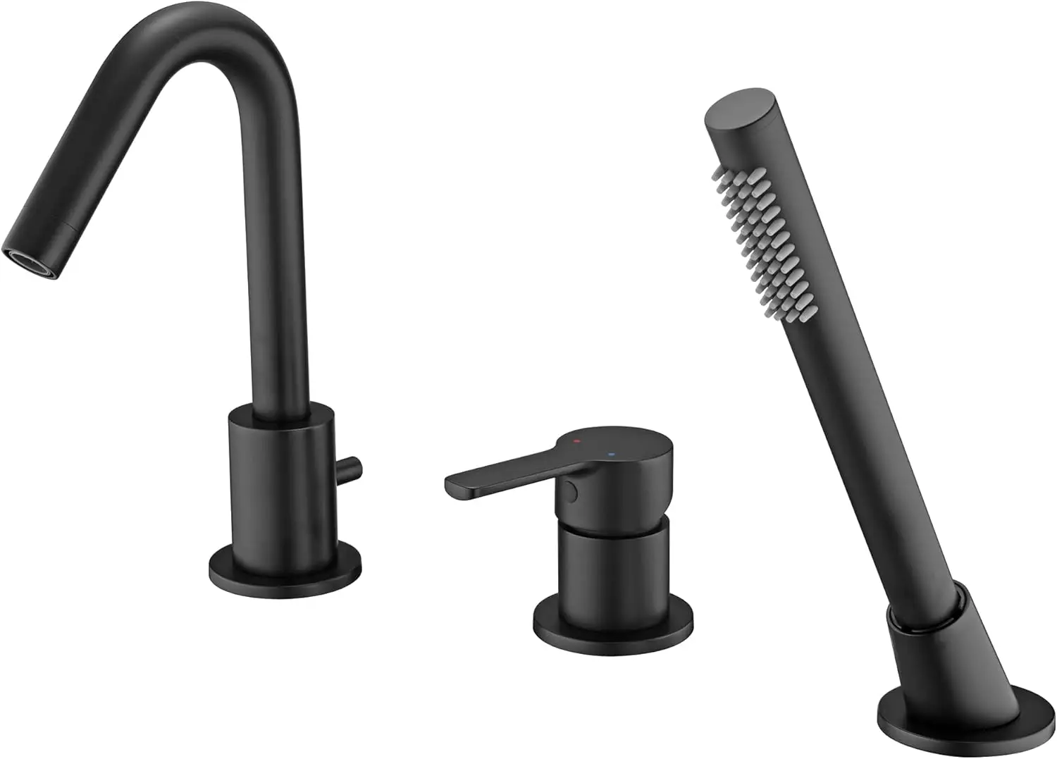 Matte Black Roman Tub Faucet 3 Holes Deck Mount Bathtub Faucet with Handheld Shower Sprayer