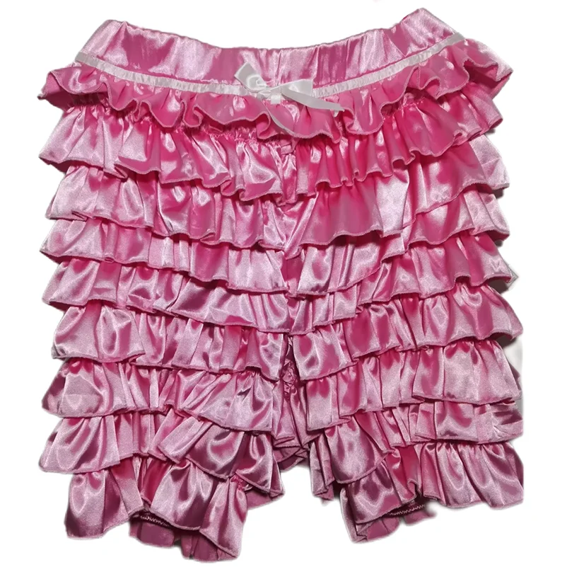 French Maid's Cross-dressing Knickerbockers Pink Thousand-layer Satin Sissy Dress Lining Shorts Custom Multi-color