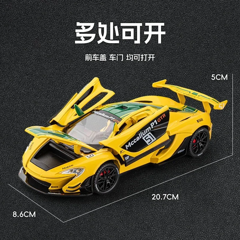 1:22 P1 GTR racing car High Simulation Diecast Metal Alloy Model car Sound Light Pull Back Collection Kids Toy Gift C352