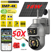 8MP icsee Outdoor Surveillance Solar Camera 50X Optical 4g Sim Wireless Home Security PTZ  Auto Tracking CCTV IP Cams AOV 24/7
