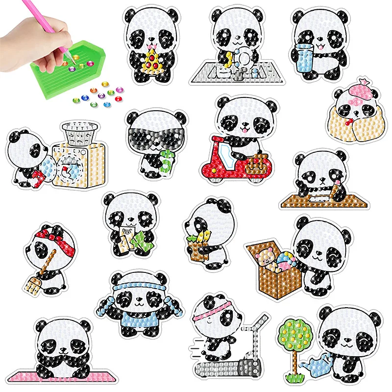 5D diament naklejki malarskie dla dzieci Kawaii Pet Dog Panda Rhinestone mozaika do wyklejenia diamentowa farba numer dzieci rzemiosło