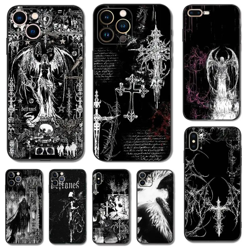 

DARKCORE Black Angel Death demon Phone Case For iPhone 16,15,14,13,12,11,Pro,X,XS,Max,XR,Mini Soft Silicone Black Shockproof TPU