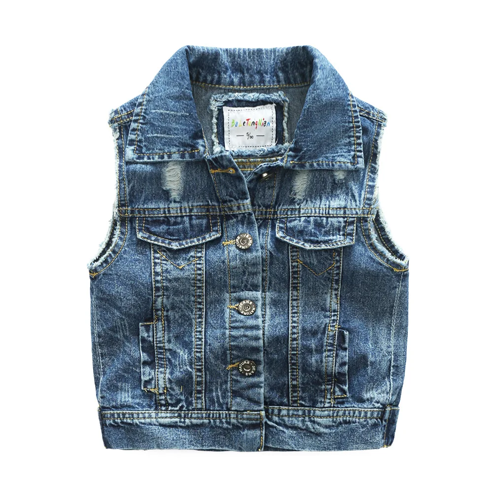 2024 Korean Spring Autumn Children Boys Denim Vest Toddler Boys Sleeveless Jacket 1-6 Years Kid Baby Boy Waistcoat Outerwear