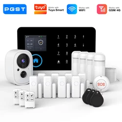 PGST 103 pantalla de 2,4 pulgadas 4G 2G WIFI GSM sistema de seguridad doméstico Bulgar para el hogar 433MHz Control de aplicación tarjeta RFID con movimiento PIR