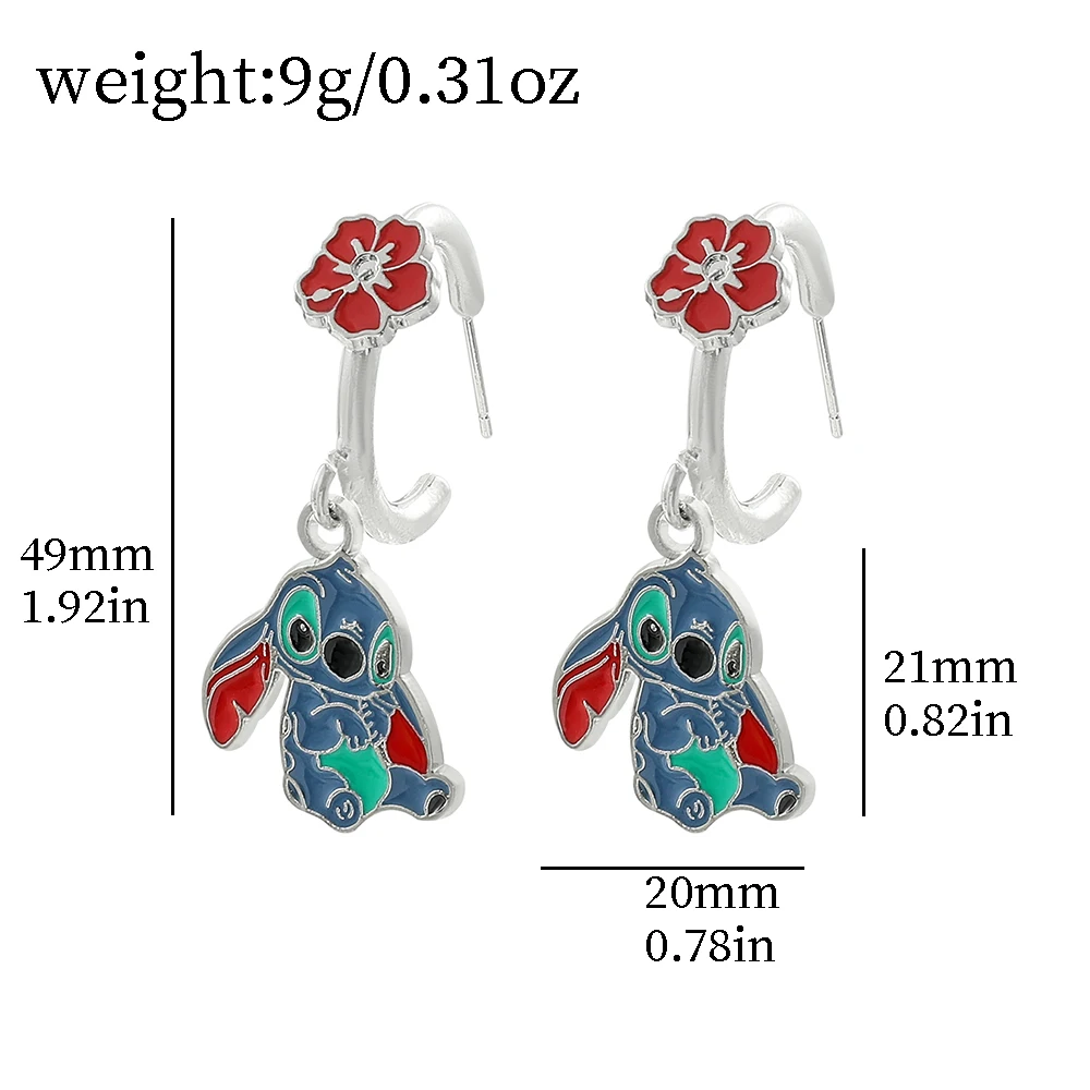 Orecchini a punto Disney Cartoon Lilo & Stitch Figure Stitch distintivo smaltato orecchini a bottone con ciondolo in metallo orecchini accessori